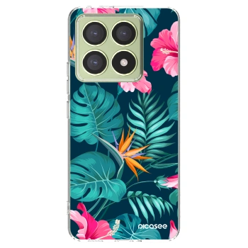 Picasee Xiaomi 14T Hülle - Transparentes Silikon - Pink Monstera