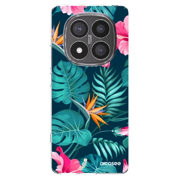 Picasee Xiaomi Redmi Note 14 Pro+ 5G Hülle - Transparentes Silikon - Pink Monstera