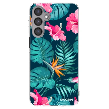 Picasee Samsung Galaxy A16 5G Hülle - Transparentes Silikon - Pink Monstera