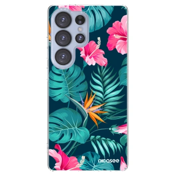 Picasee Samsung Galaxy S25 Ultra 5G Hülle - Transparentes Silikon - Pink Monstera