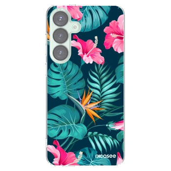 Picasee Samsung Galaxy S25+ 5G Hülle - Transparentes Silikon - Pink Monstera