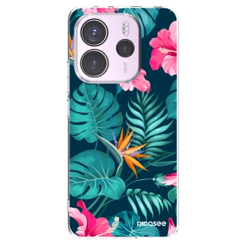 Picasee Xiaomi Redmi Note 14 4G Hülle - Transparentes Silikon - Pink Monstera