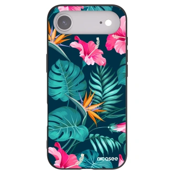 Picasee Apple iPhone Air Hülle - Schwarzes Silikon - Pink Monstera