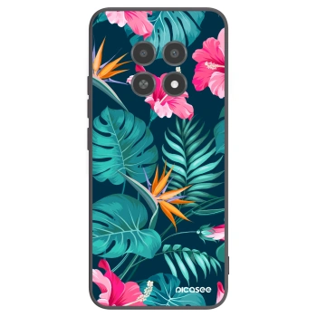 Picasee Realme 12X Hülle - Schwarzes Silikon - Pink Monstera