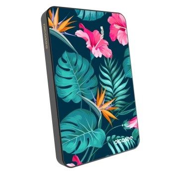 Powerbank mit MagSafe 5 000 mAh Grau - Pink Monstera