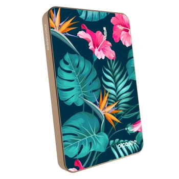 Powerbank mit MagSafe 5 000 mAh Golden - Pink Monstera