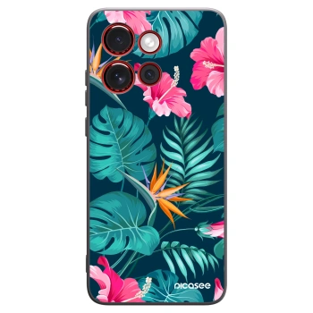 Picasee Motorola Edge 60 Neo 5G Hülle - Schwarzes Silikon - Pink Monstera