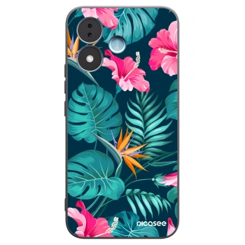 Picasee Xiaomi Redmi Note 17 5G Hülle - Schwarzes Silikon - Pink Monstera