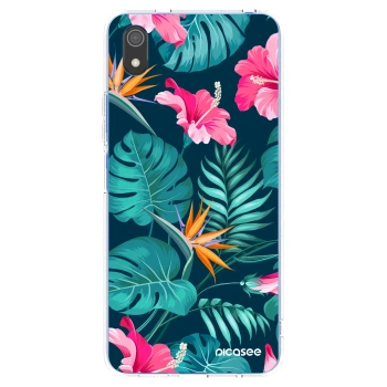 Picasee Xiaomi Redmi 7A Hülle - Transparentes Silikon - Pink Monstera