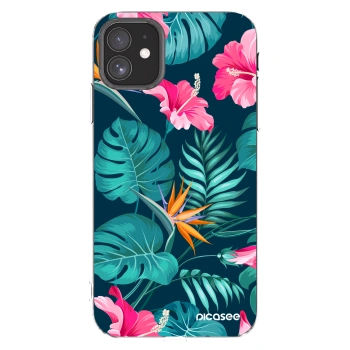 Picasee Apple iPhone 11 Hülle - Transparentes Silikon - Pink Monstera