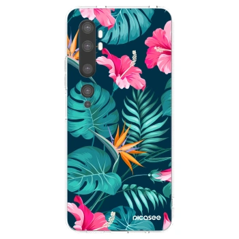 Picasee Xiaomi Mi Note 10 (Pro) Hülle - Transparentes Silikon - Pink Monstera