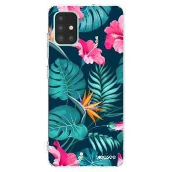 Picasee Samsung Galaxy A51 A515F Hülle - Transparentes Silikon - Pink Monstera