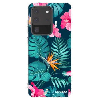 Picasee Samsung Galaxy S20 Ultra 5G G988F Hülle - Transparentes Silikon - Pink Monstera