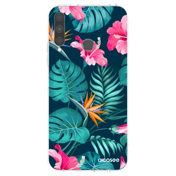 Picasee Huawei P40 Lite E Hülle - Transparentes Silikon - Pink Monstera