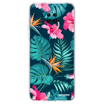 Picasee Xiaomi Redmi Note 9 Pro Hülle - Transparentes Silikon - Pink Monstera