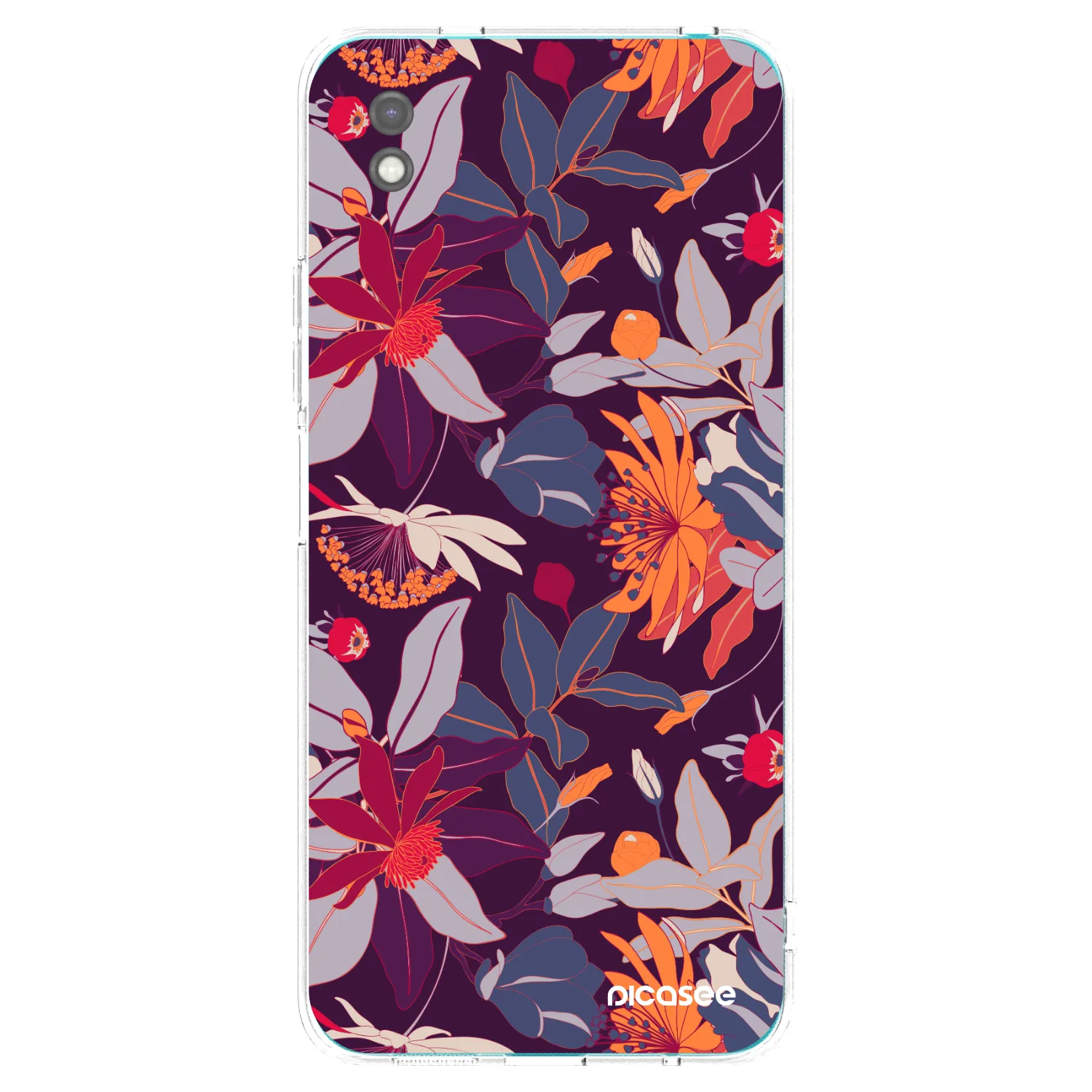 Picasee Xiaomi Redmi 9A Hülle - Schwarzes Silikon - Purple Leaf
