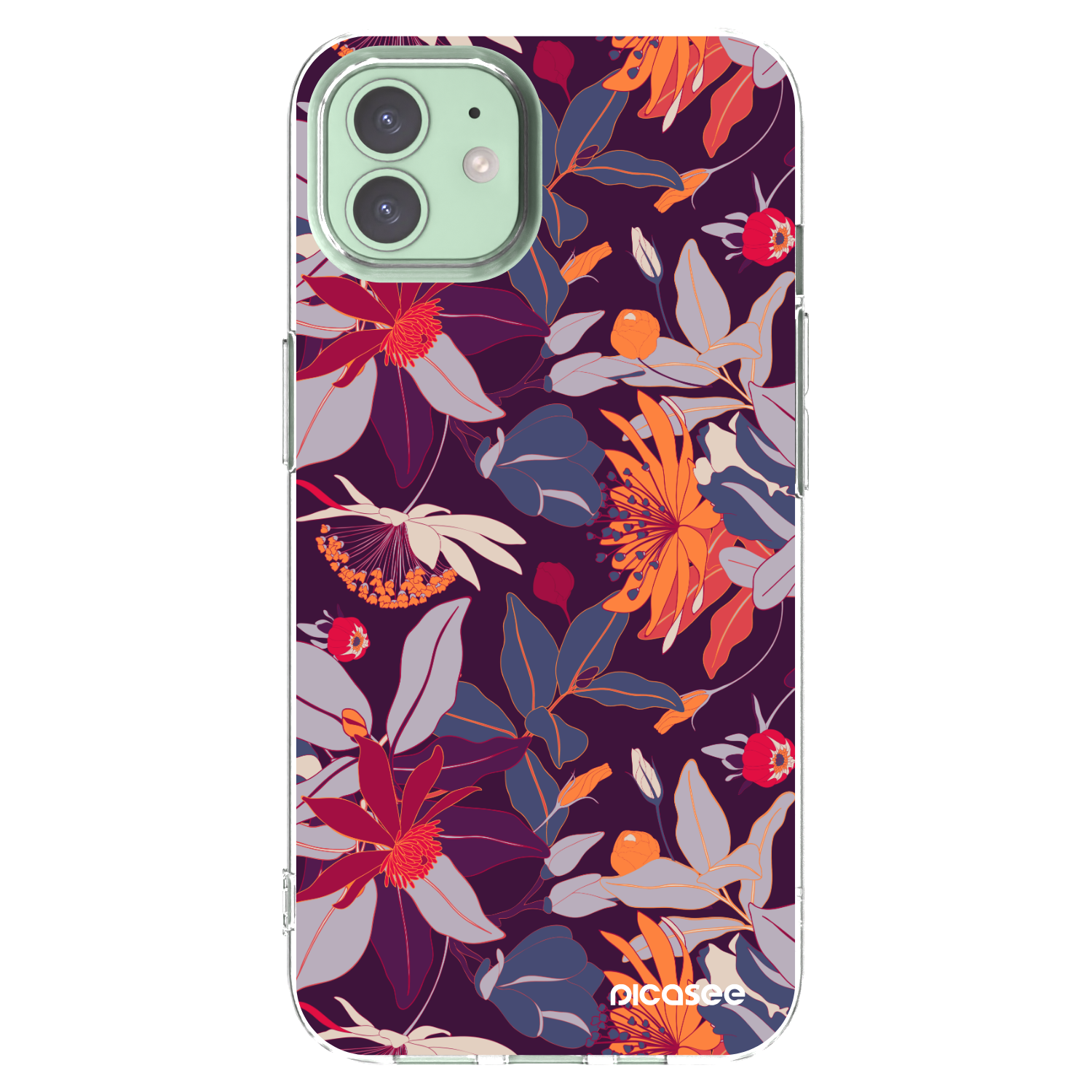 Picasee Apple iPhone 12 Pro Hülle - Transparentes Silikon - Purple Leaf