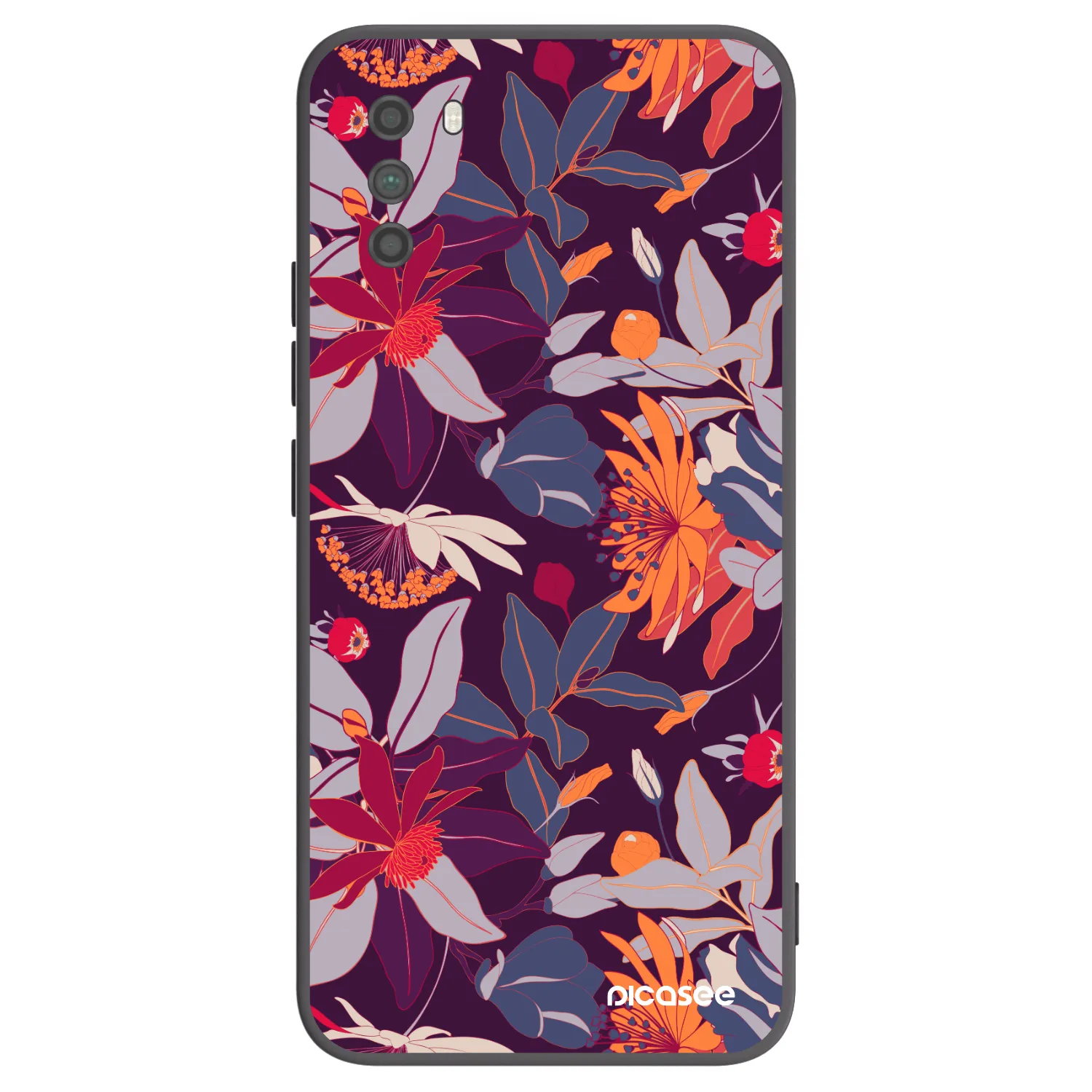 Picasee Xiaomi Poco M3 Hülle - Schwarzes Silikon - Purple Leaf