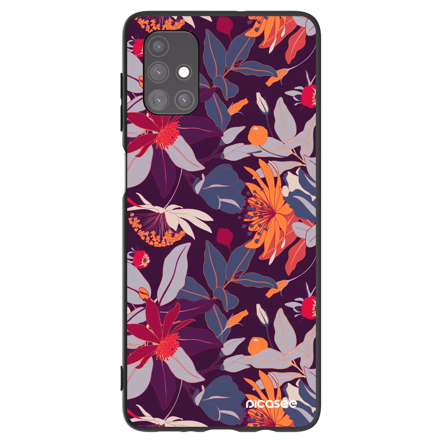 Picasee Samsung Galaxy M51 M515F Hülle - Schwarzes Silikon - Purple Leaf