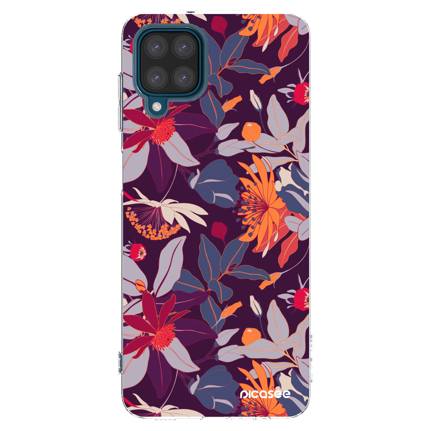 Picasee Samsung Galaxy A12 A125F Hülle - Transparentes Silikon - Purple Leaf