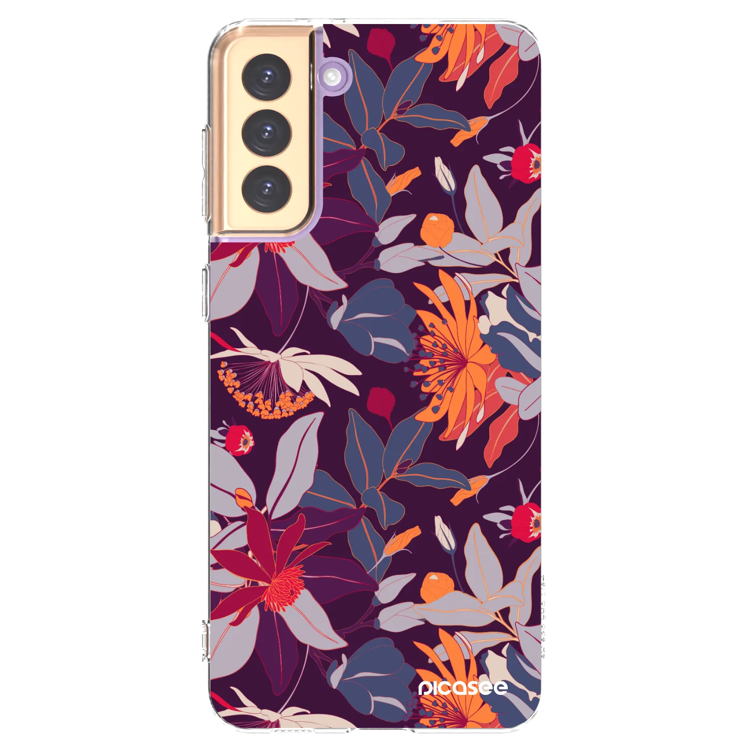 Picasee Samsung Galaxy S21+ 5G G996F Hülle - Transparentes Silikon - Purple Leaf