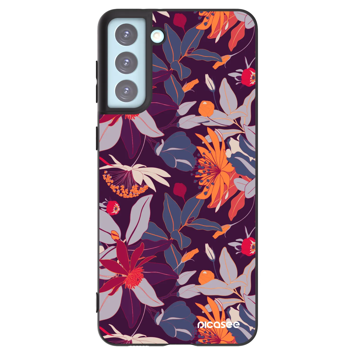 Picasee Samsung Galaxy S21+ 5G G996F Hülle - Schwarzes Silikon - Purple Leaf