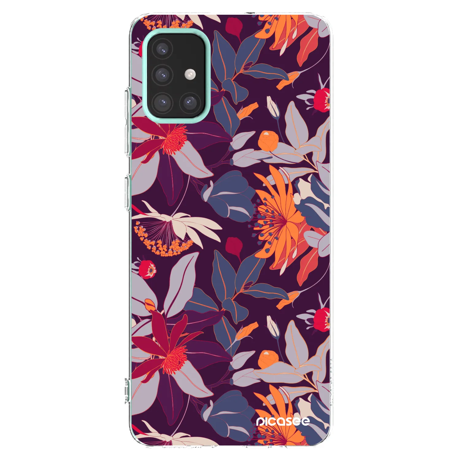 Picasee Samsung Galaxy M31s Hülle - Transparentes Silikon - Purple Leaf