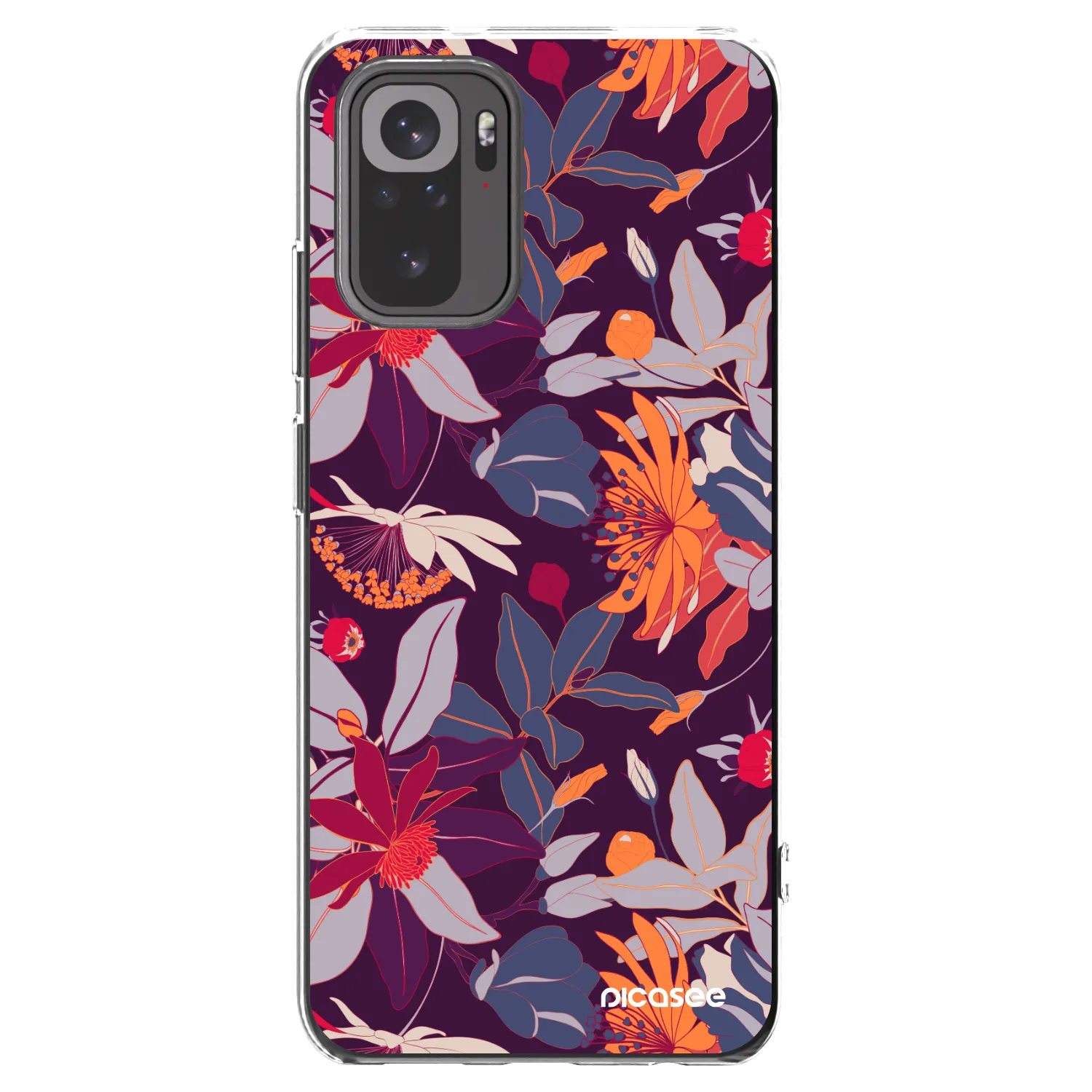 Picasee Xiaomi Redmi Note 10 Hülle - Transparentes Silikon - Purple Leaf