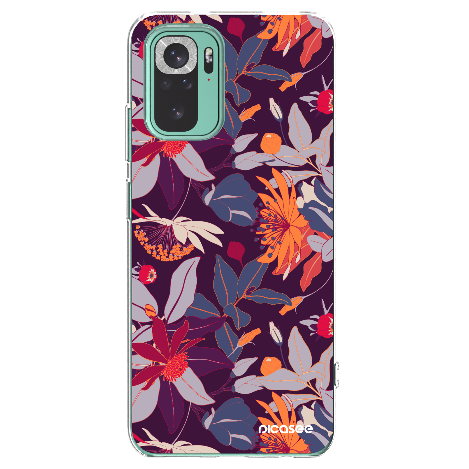 Picasee Xiaomi Redmi Note 10 Pro Hülle - Transparentes Silikon - Purple Leaf