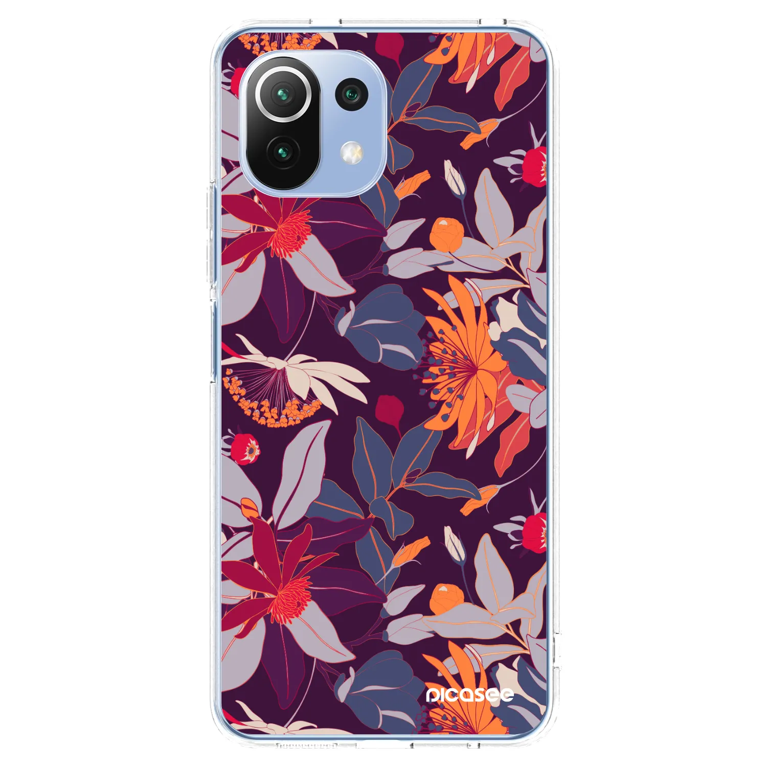 Picasee Xiaomi Mi 11 Lite Hülle - Transparentes Silikon - Purple Leaf