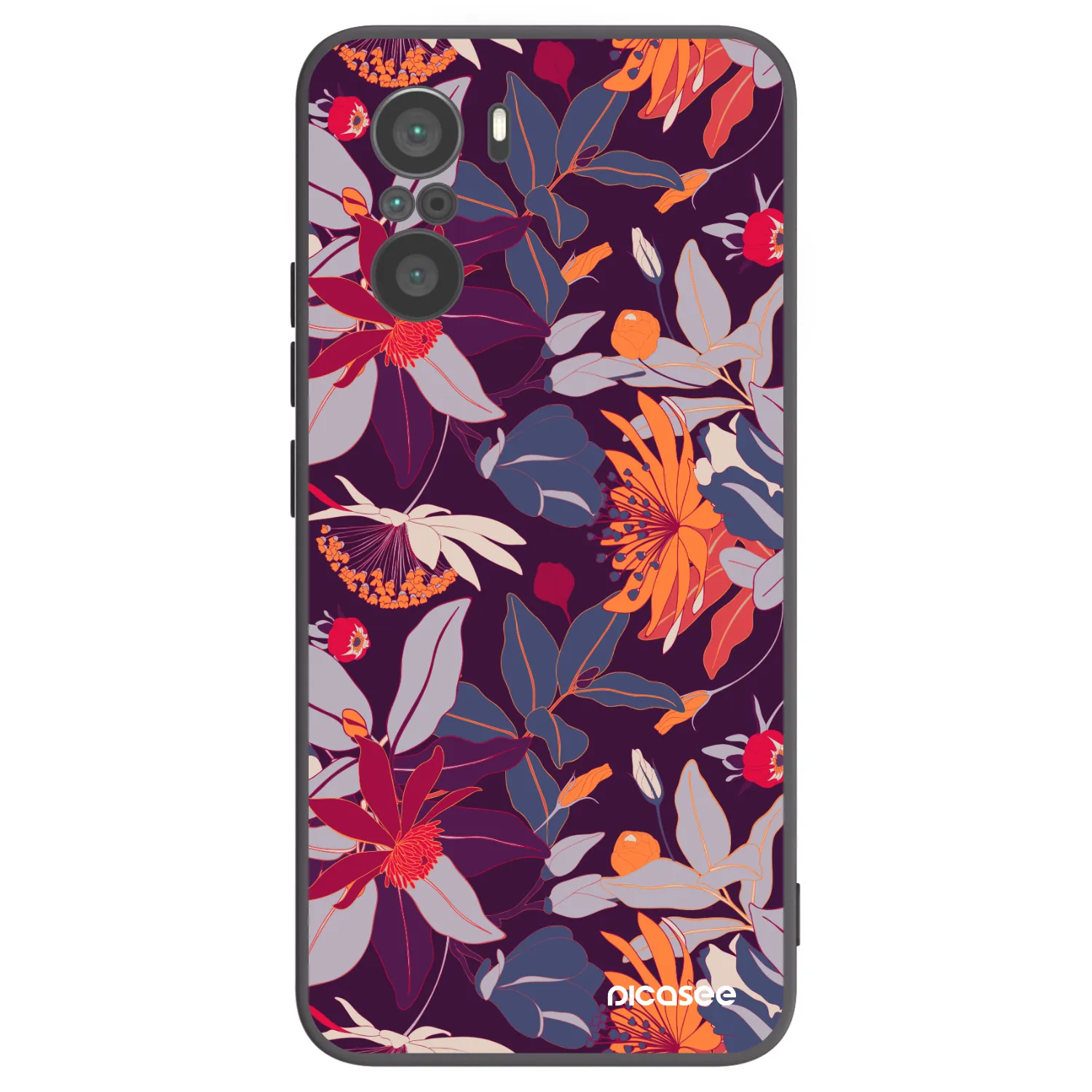 Picasee Xiaomi Poco F3 Hülle - Schwarzes Silikon - Purple Leaf
