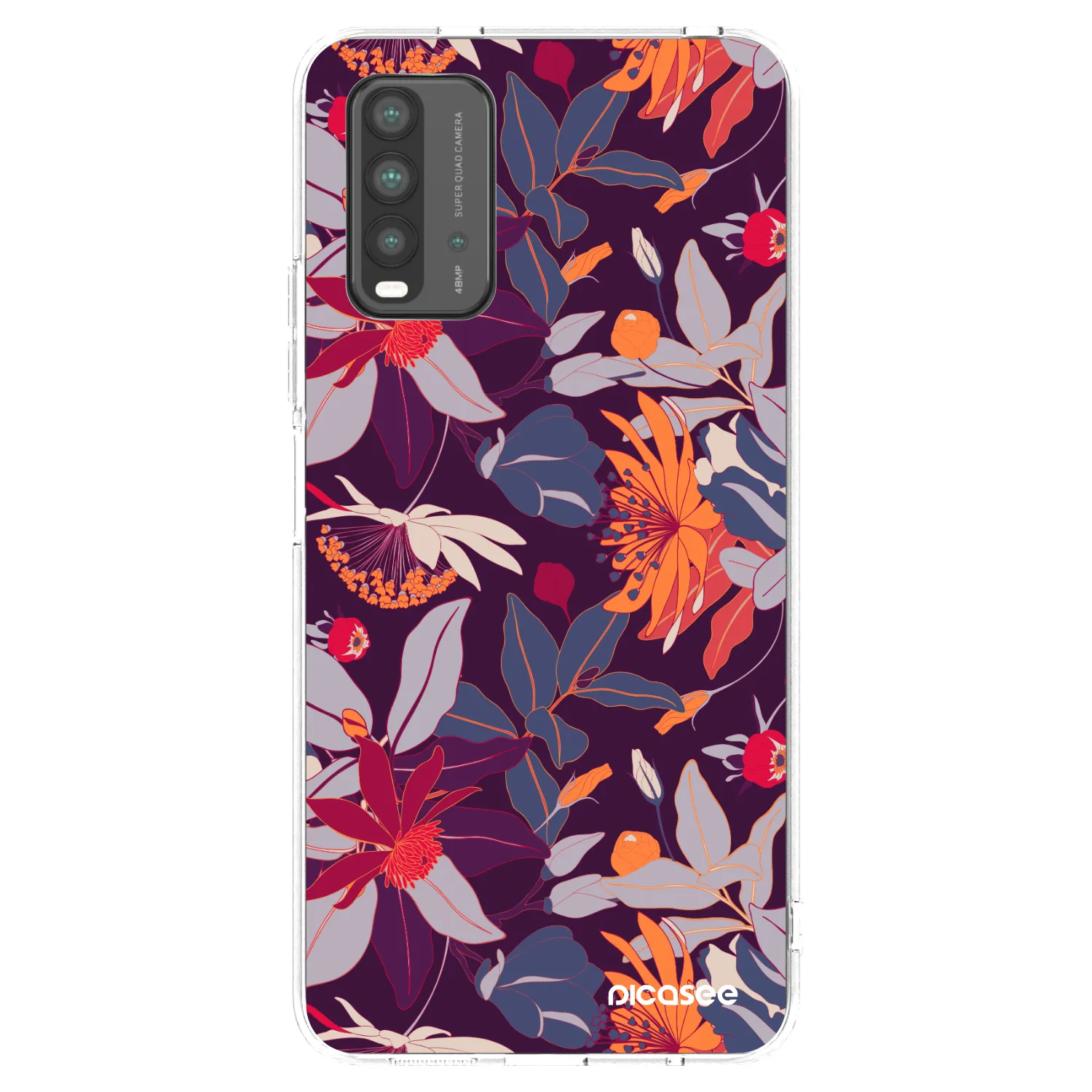 Picasee Xiaomi Redmi 9T Hülle - Transparentes Silikon - Purple Leaf