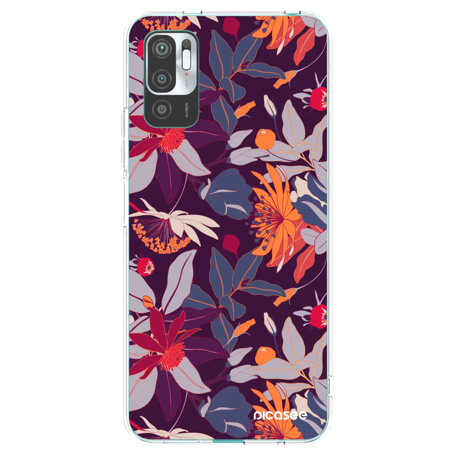 Picasee Xiaomi Redmi Note 10 5G Hülle - Transparentes Silikon - Purple Leaf