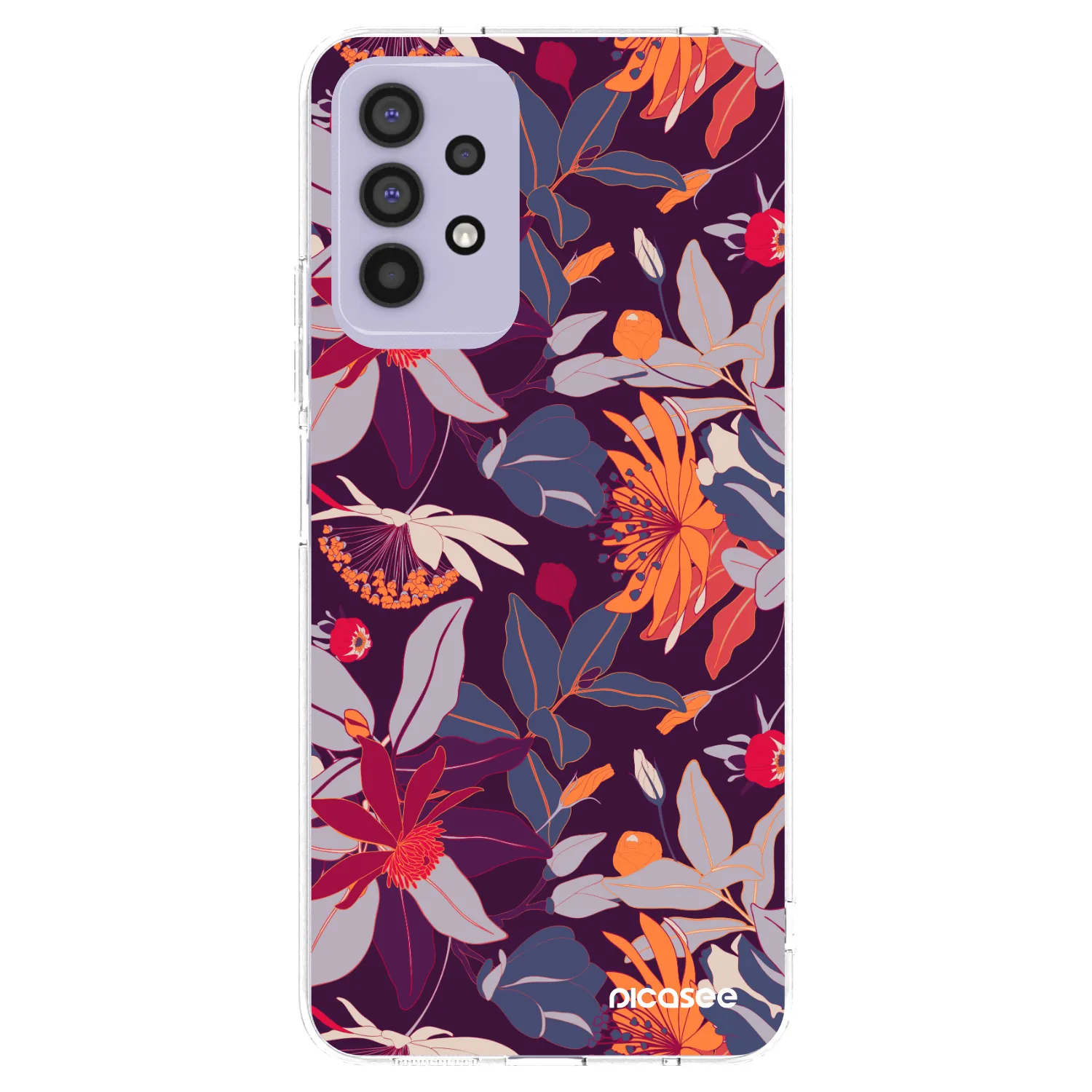 Picasee Samsung Galaxy A32 4G SM-A325F Hülle - Transparentes Silikon - Purple Leaf