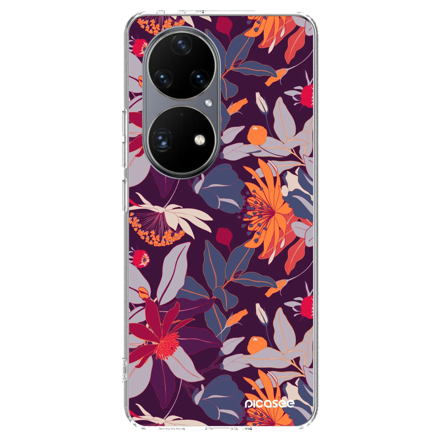 Picasee Huawei P50 Hülle - Transparentes Silikon - Purple Leaf