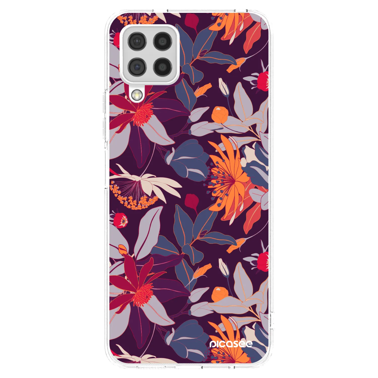 Picasee Samsung Galaxy A22 A225F 4G Hülle - Transparentes Silikon - Purple Leaf