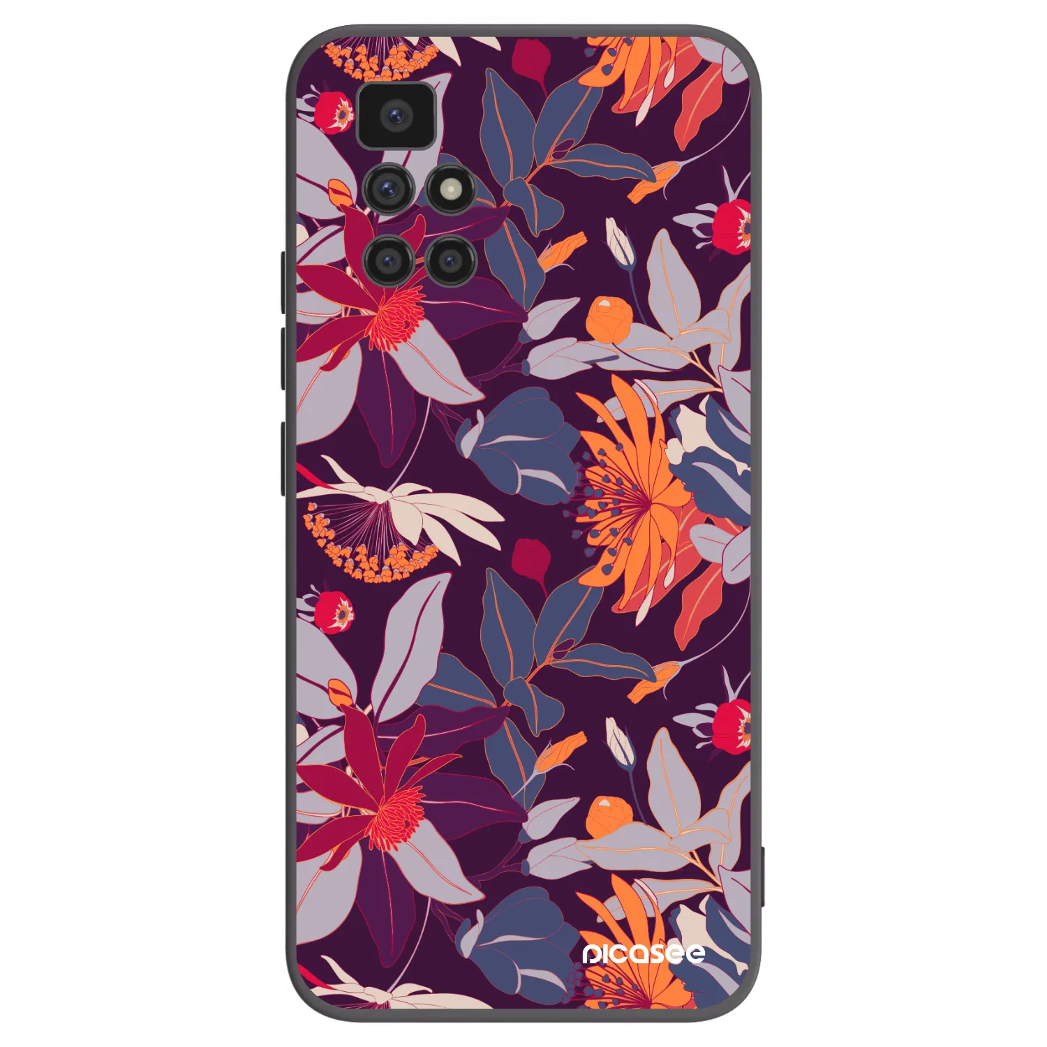 Picasee Xiaomi Redmi 10 Hülle - Schwarzes Silikon - Purple Leaf