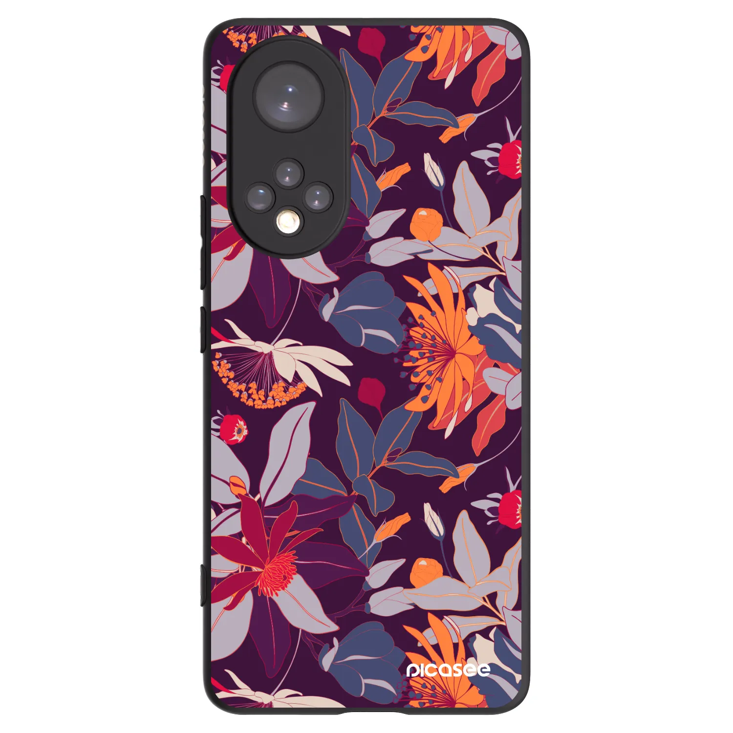 Picasee Honor 50 5G Hülle - Schwarzes Silikon - Purple Leaf