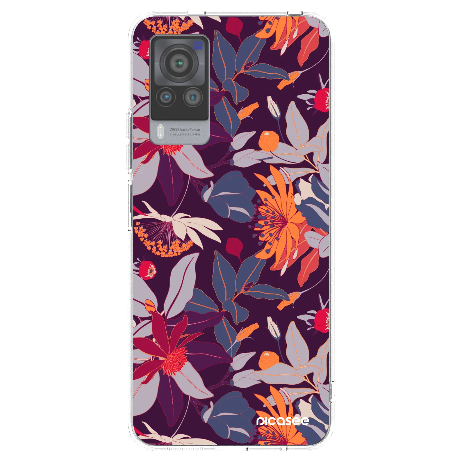 Picasee Vivo X60 Pro 5G Hülle - Transparentes Silikon - Purple Leaf