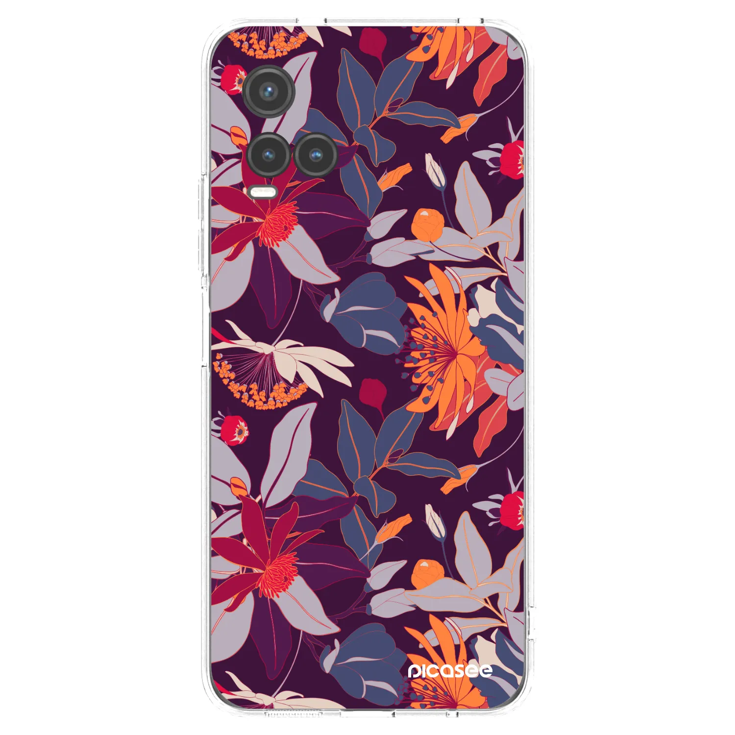 Picasee Vivo Y33s Hülle - Transparentes Silikon - Purple Leaf