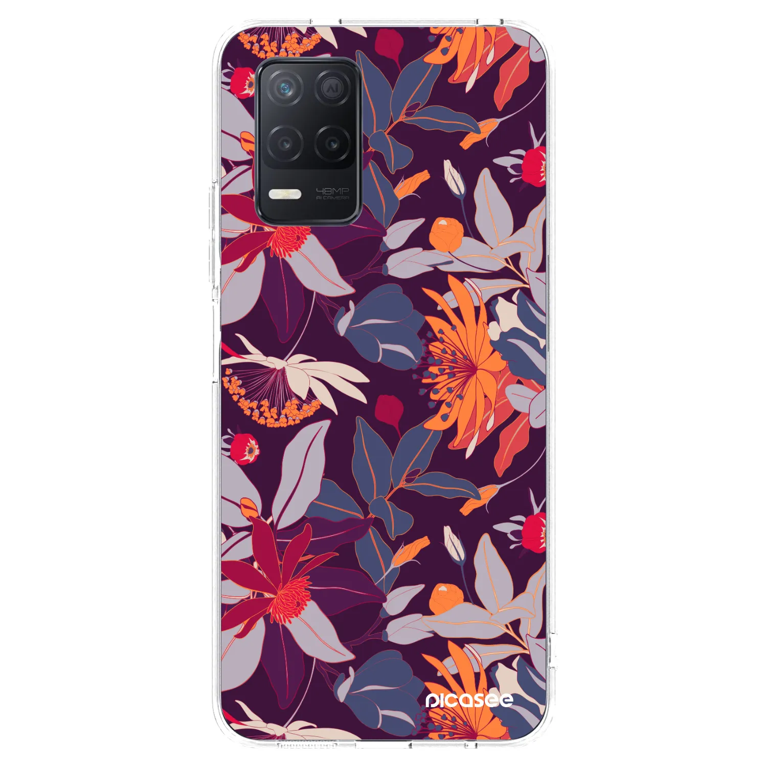 Picasee Realme 8 5G Hülle - Transparentes Silikon - Purple Leaf