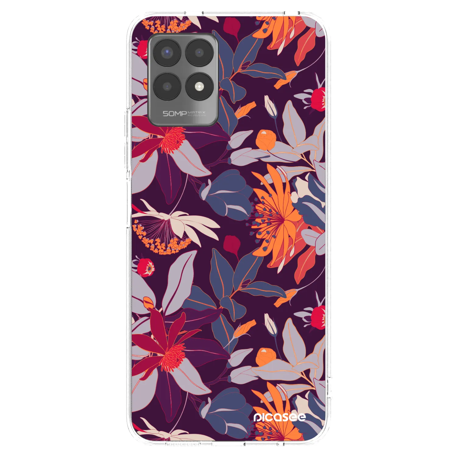 Picasee Realme 8i Hülle - Transparentes Silikon - Purple Leaf