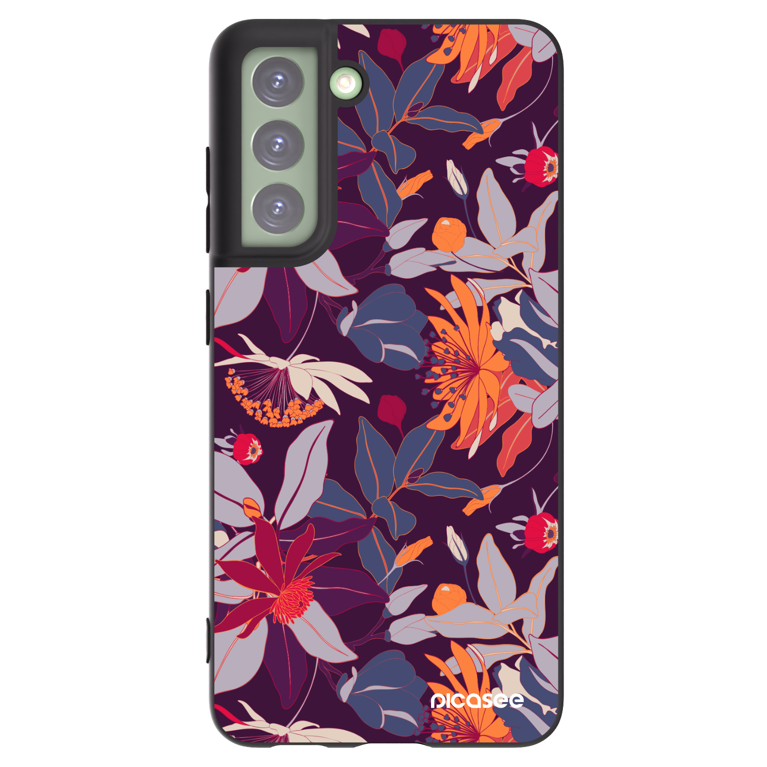 Picasee Samsung Galaxy S21 FE 5G Hülle - Schwarzes Silikon - Purple Leaf
