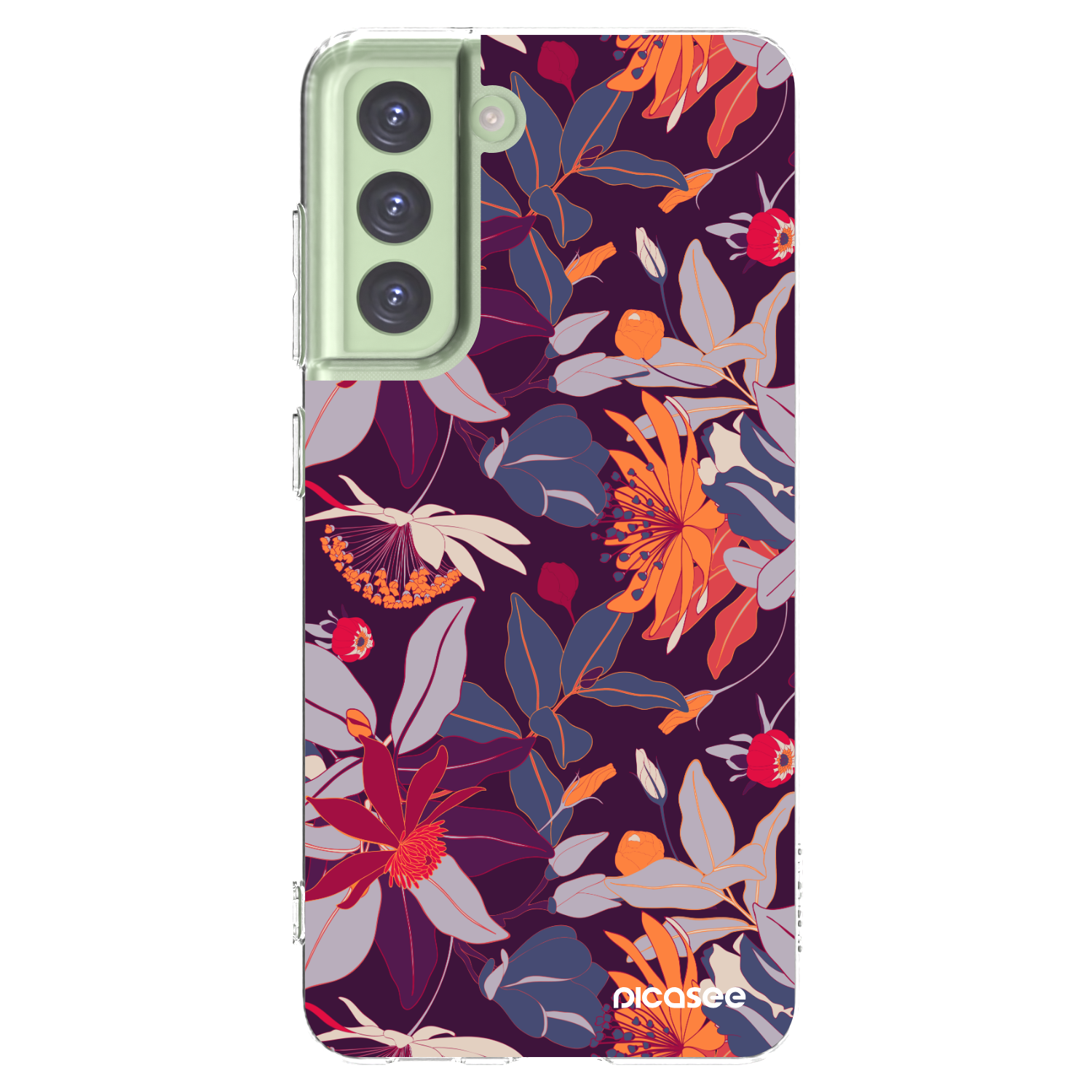 Picasee Samsung Galaxy S21 FE 5G Hülle - Transparentes Silikon - Purple Leaf