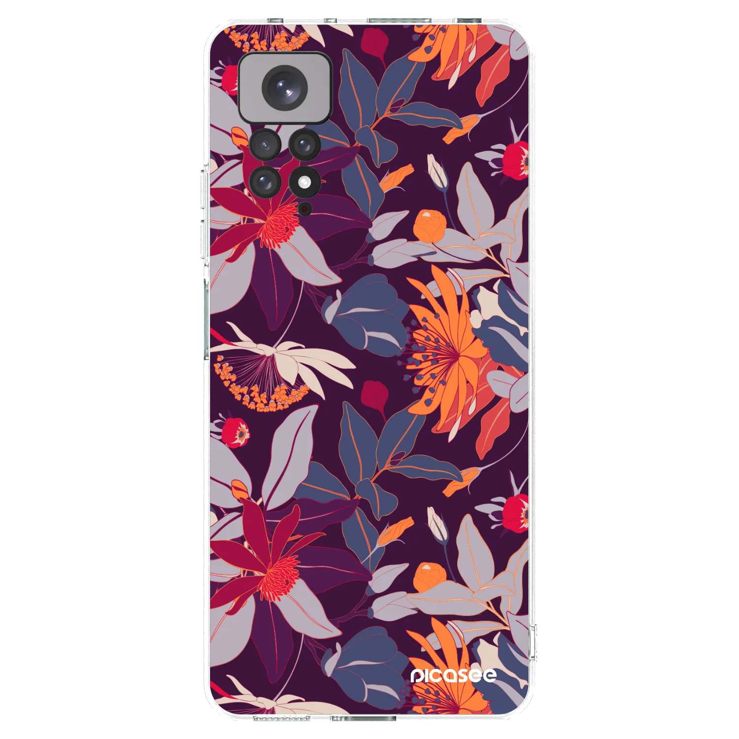 Picasee Xiaomi Redmi Note 11S 4G Hülle - Transparentes Silikon - Purple Leaf
