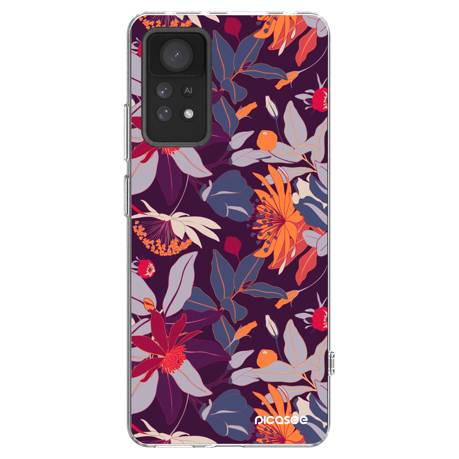 Picasee Xiaomi Redmi Note 11 Pro 5G Hülle - Transparentes Silikon - Purple Leaf