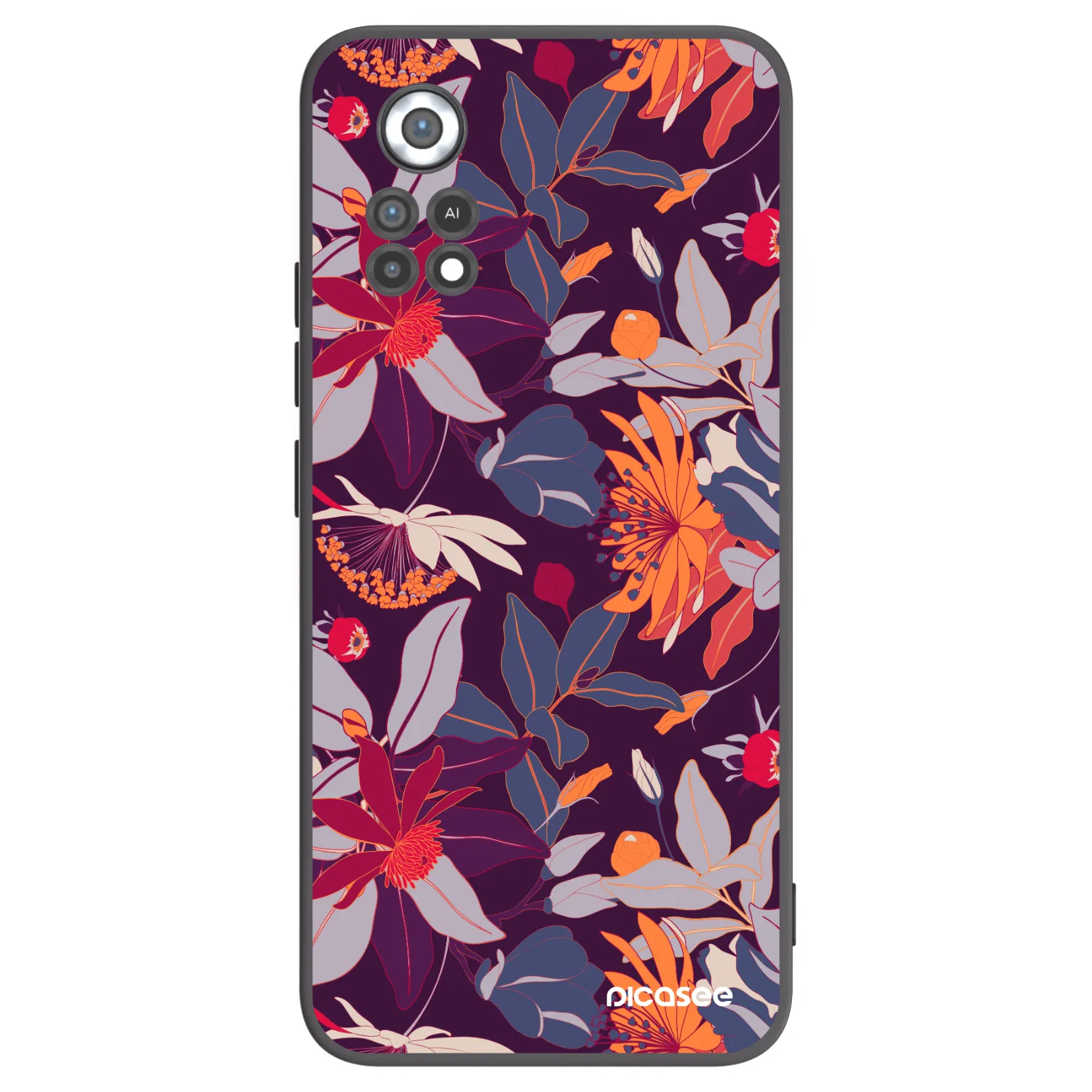 Picasee Xiaomi Poco X4 Pro 5G Hülle - Schwarzes Silikon - Purple Leaf