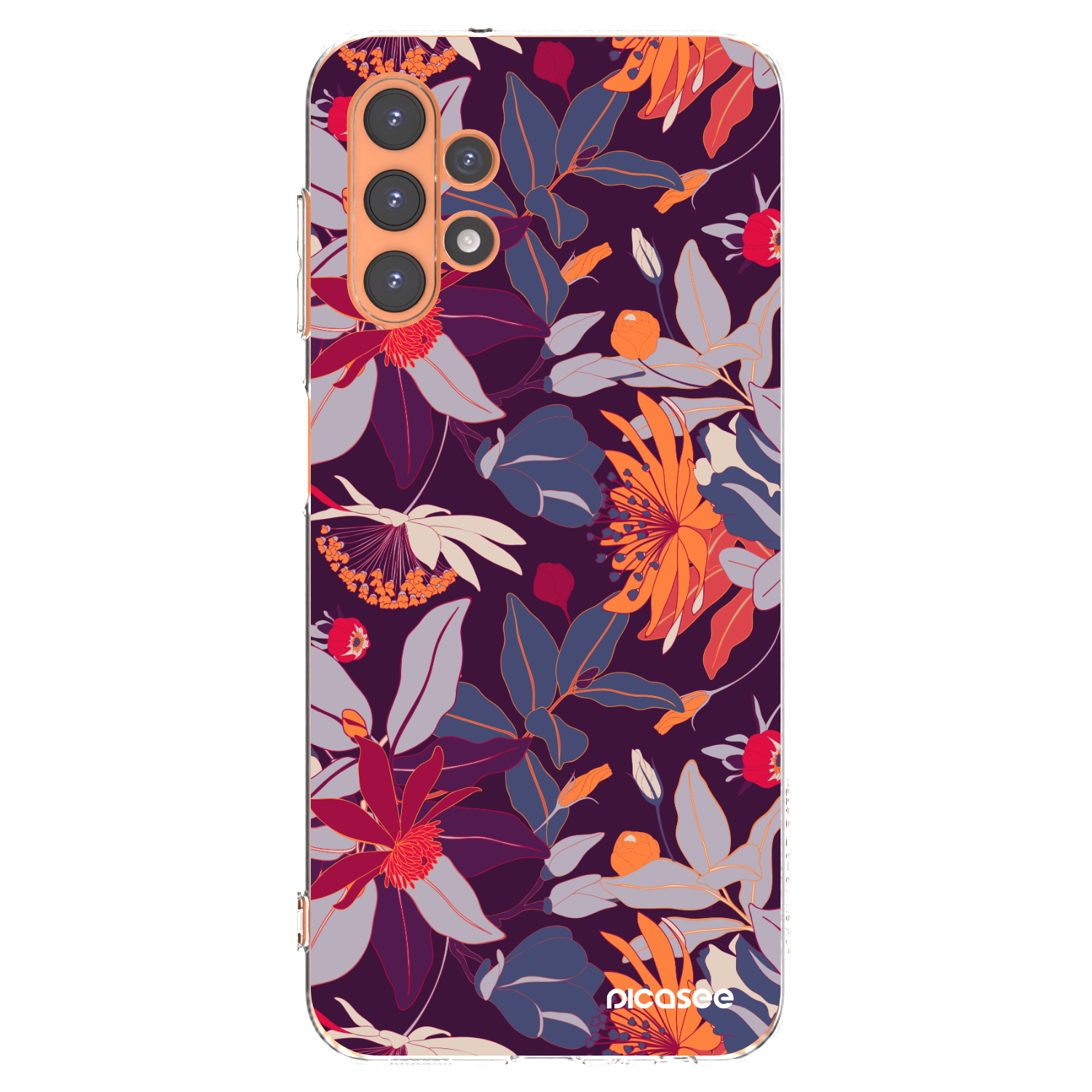 Picasee Samsung Galaxy A13 4G A135 Hülle - Transparentes Silikon - Purple Leaf