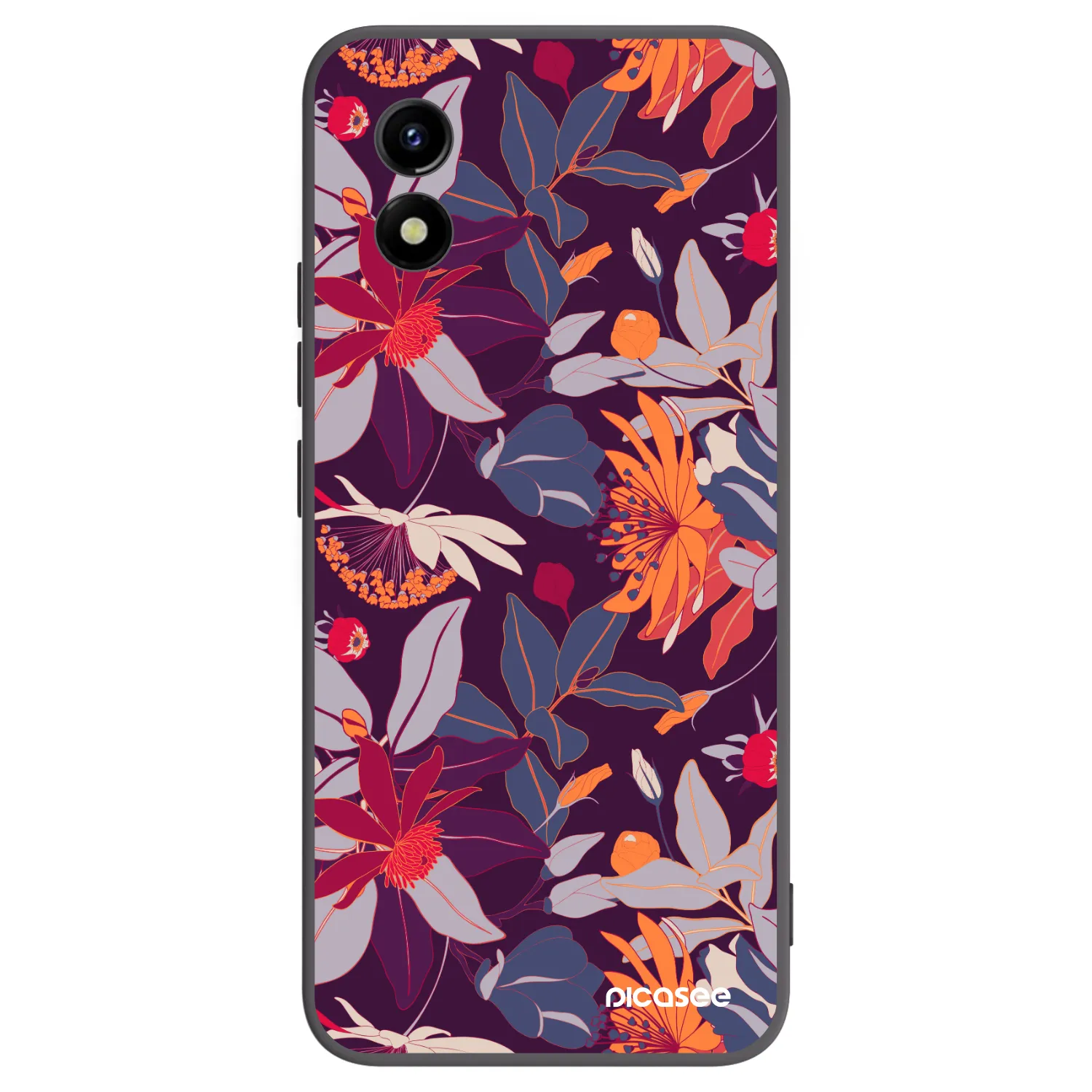Picasee Vivo Y01 Hülle - Schwarzes Silikon - Purple Leaf