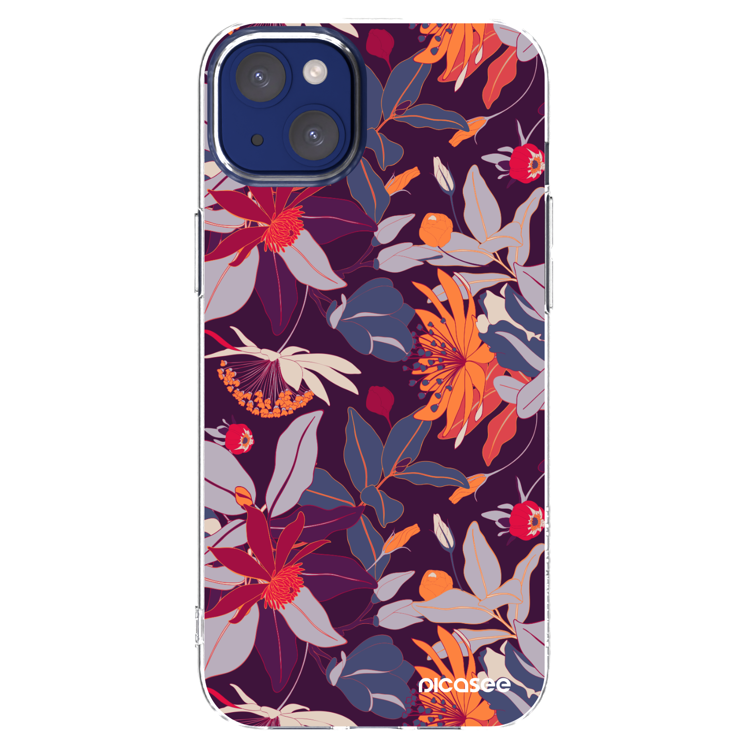 Picasee Apple iPhone 14 Plus Hülle - Transparentes Silikon - Purple Leaf